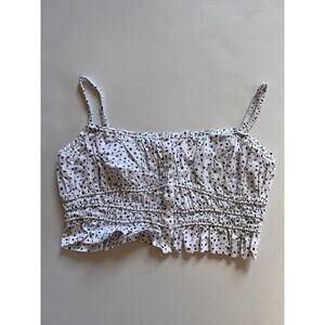 J. Crew Crop Top Women's XL Ruffled Tank Polka dot Corset 100% Cotton Baby doll